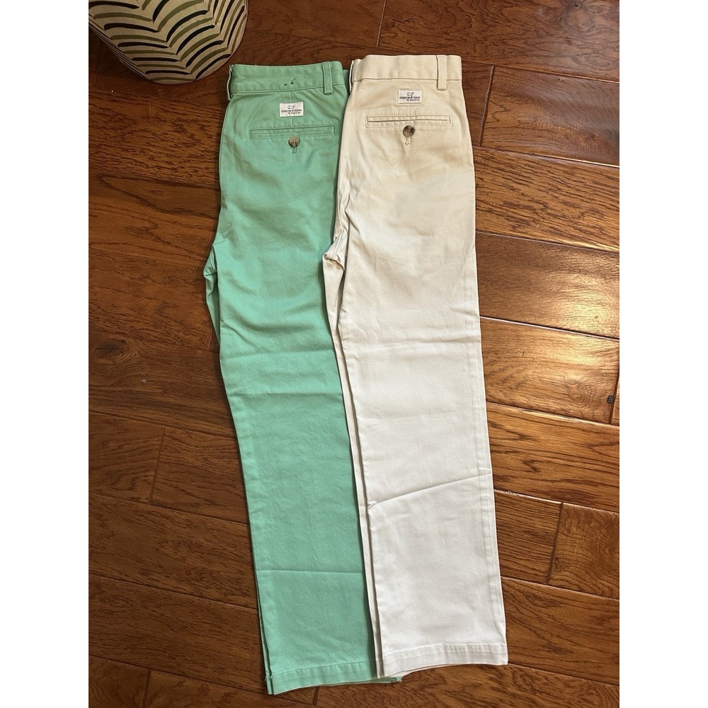 Lot of 2 Vineyard Vines Boys Chino Pants Size 14 Green Khaki Breaker Pants